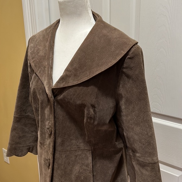 Bamboo Traders Leather Blazer with Scallop Edge details SizeXL - Picture 3 of 13